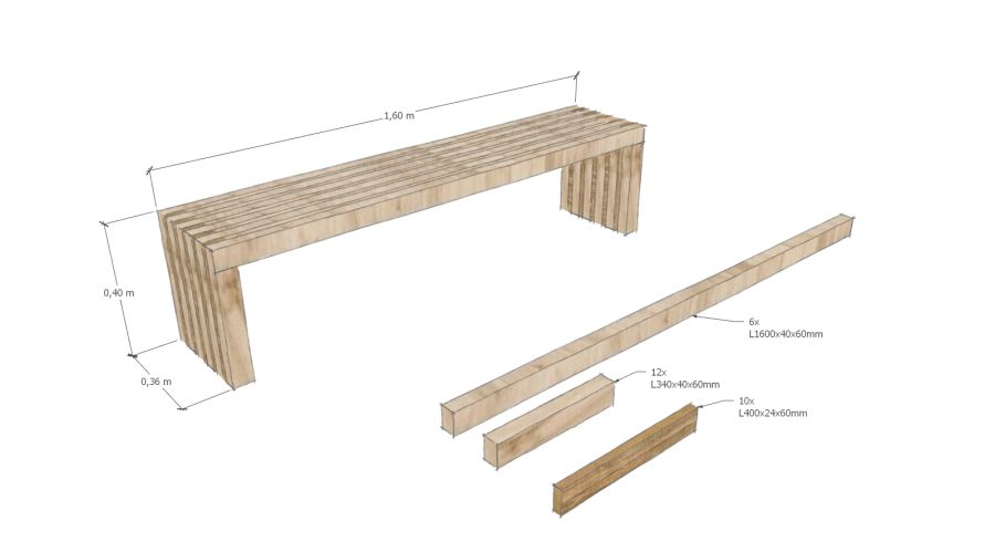 Holzbank selber bauen einfache Bauanleitung